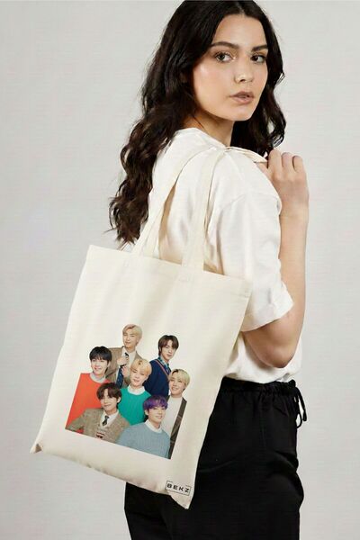 BEKZ Υφασμάτινη Τσάντα Αγορών, Τσάντα Ώμου, Μοντέλο BTS Army 5, 38x34.5 εκ., ...