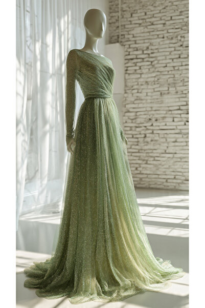 TESATURI OUTLET Τούλι με Γκλίτερ σε Ασημί-Λαδί Χρωματικές Διαβαθμίσεις - Φορέ...