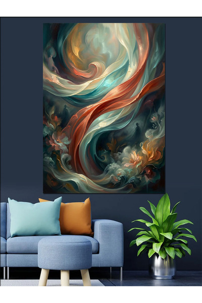Artmeg Pânză decorativă cu valuri și forme abstracte colorate - Tablou din le...