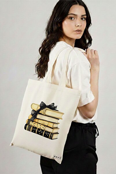 BEKZ Sacosa Cumparaturi Textila, Geanta Tote, model Books 17 38 x 34.5 cm, Al...