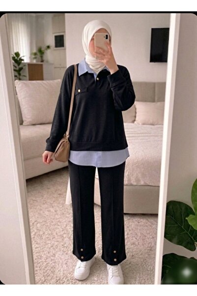 Azram Fashion Γυναικείο πουκάμισο με λεπτομέρειες και σετ δύο τεμαχίων