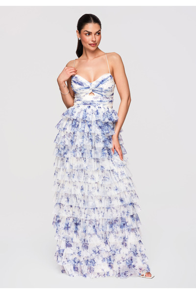 Larica OMBRE Dámské Společenské Maxi Šaty LA-OM-DLR317 Modrá