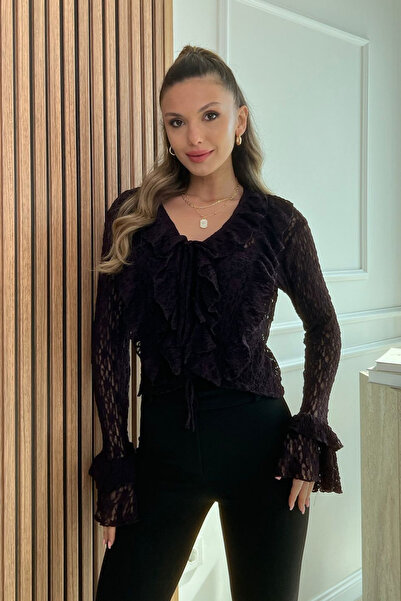 Butik Modana Dantelli Fırfırlı Bluz