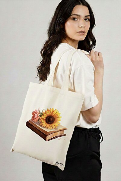 BEKZ Sacosa Cumparaturi Textila, Geanta Tote, model Books 35 38 x 34.5 cm, Al...