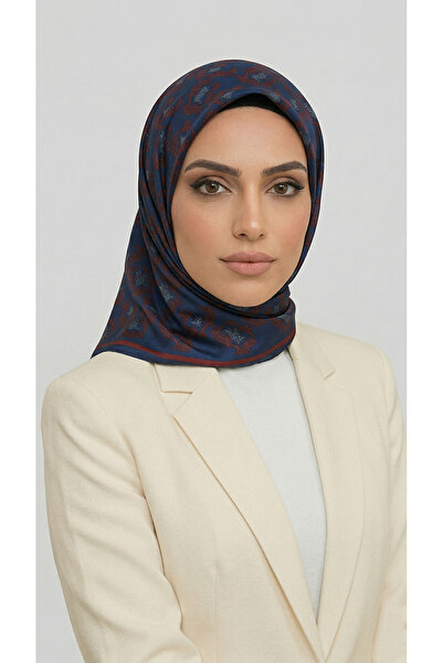 Karaca Vine Patterned Rayon Scarf - Dark Blue