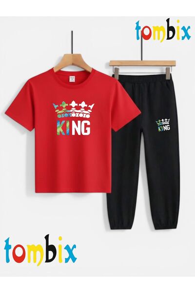 tombix SET COPII CU TRICOU CU IMPRIMEU KING COLORAT ȘI PANTALONI DE TRENING (...