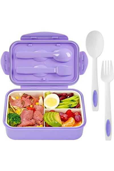 Arabest 1100 ML Bento Lunch Box,3-Compartment,BPA-Free,Purple,for Adults & Kids
