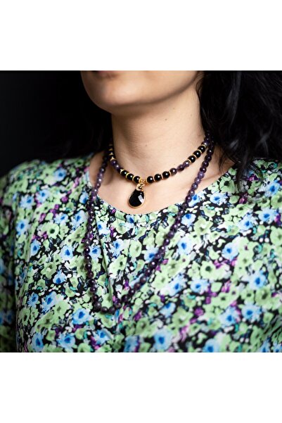 Ezera Κολιέ Μάντρα Μάλα Κιάν, με 108 χάντρες Μάλα, από ημιπολύτιμες πέτρες Αμ...