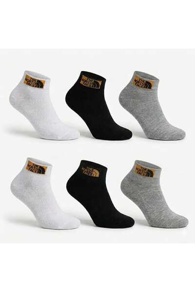 NoNameStore7 Sosete unisex pana la glezna cu logo, 6 perechi, Alb, Gri, Negru...