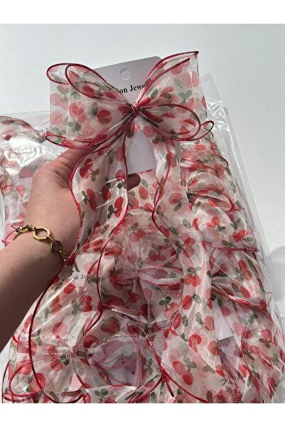 FASHİON JEWELRY Çilekli Fiyonk Tül Toka