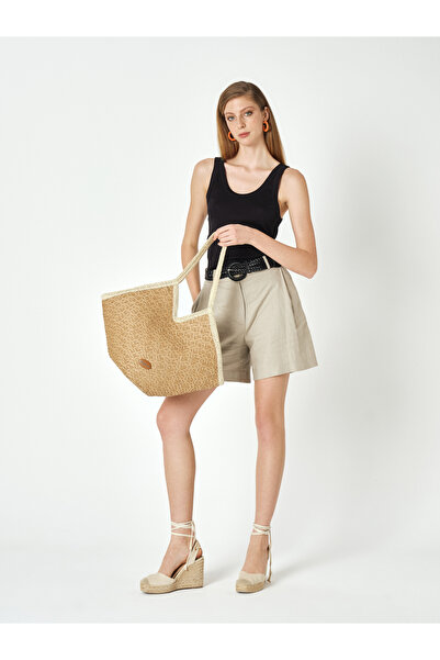 Pierre Cardin Γυναικεία τσάντα παραλίας και ώμου με μπεζ ψάθινο πλεκτό σχέδιο...