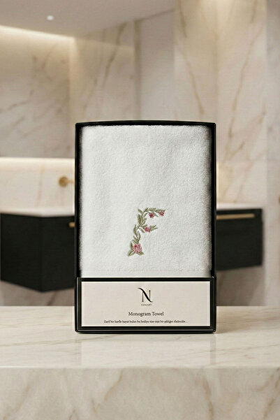 N Concept Πετσέτα προσώπου από μπαμπού με κεντημένο μονόγραμμα (50 x 90 εκ.)