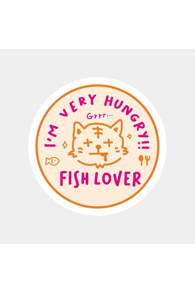 The Sticker Story. Fish-Loving Cat Sticker