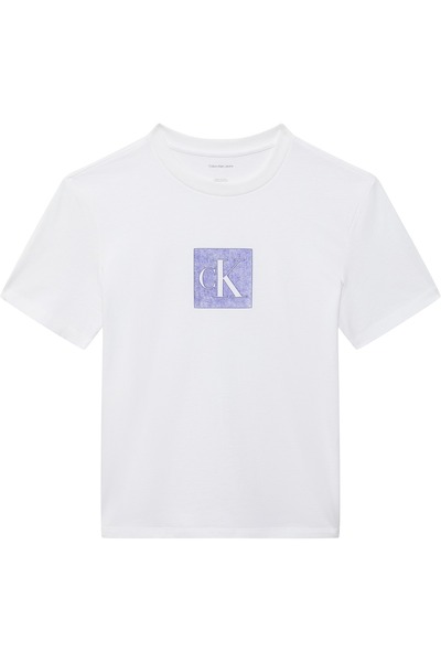 Calvin Klein Kadın SS Classic Monogram Grafik Detaylı T-shirt