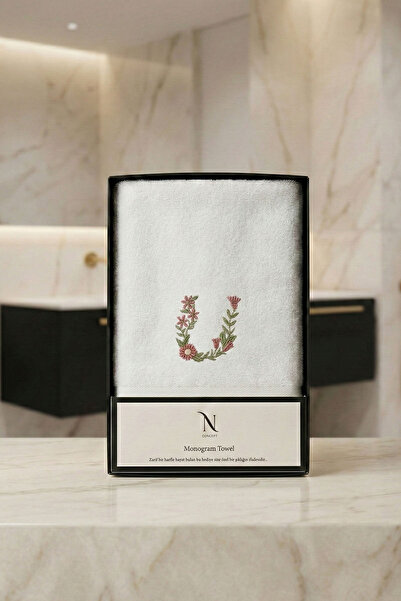 N Concept Πετσέτα προσώπου από μπαμπού με κεντημένο μονόγραμμα (50 x 90 εκ.)
