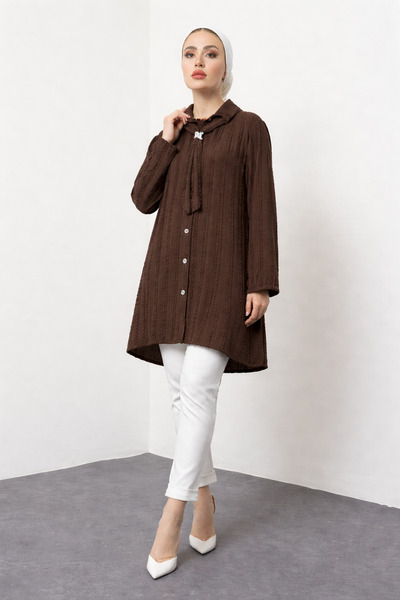 MODAEFA Tie Detailed Buttoned Casual Shirt