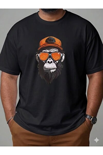 JENOLAN Ανδρικό μπλουζάκι με στάμπα Monkey, Oversize, Μεγάλο Μέγεθος, Χαλαρή ...