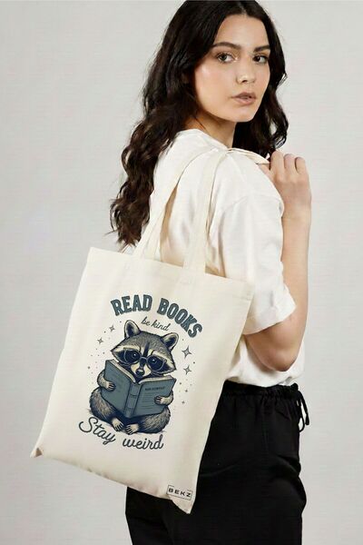 BEKZ Textile Shopping Bag, Tote Bag, Read books Be Kind Stay Weird 2 model 38...