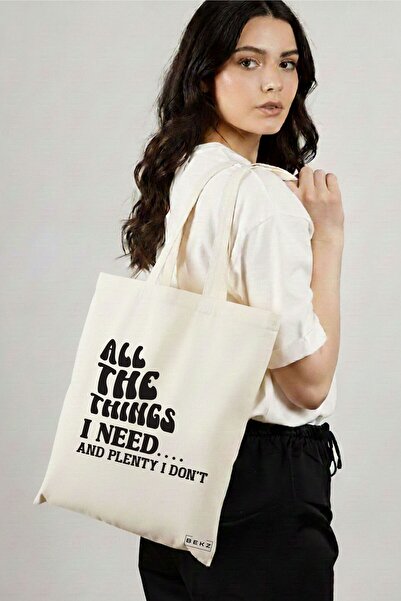 BEKZ Sacosa Cumparaturi Textila, Geanta Tote, model All the things I need and...
