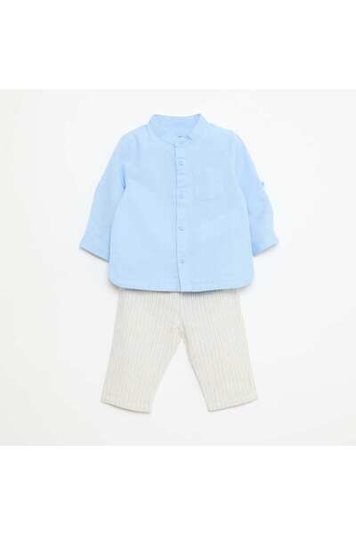 KIABI طقم قميص وبنطلون من الكتان المختلط - قطعتين بيج