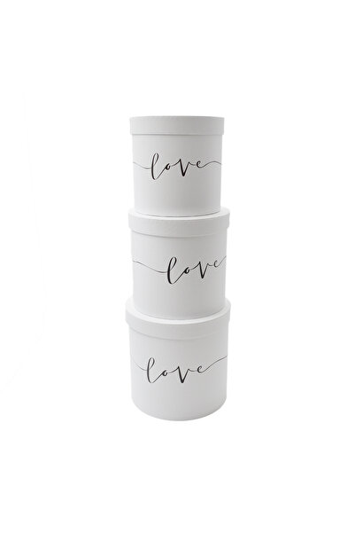 AFO Σετ 3 μινιμαλιστικών λευκών κυλινδρικών κουτιών LOVE
