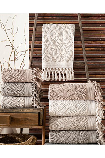 Buldan Üretimi Çeyizlik Deluxe Jakarlı Asos 4'lü Banyo Havlusu I 70x140