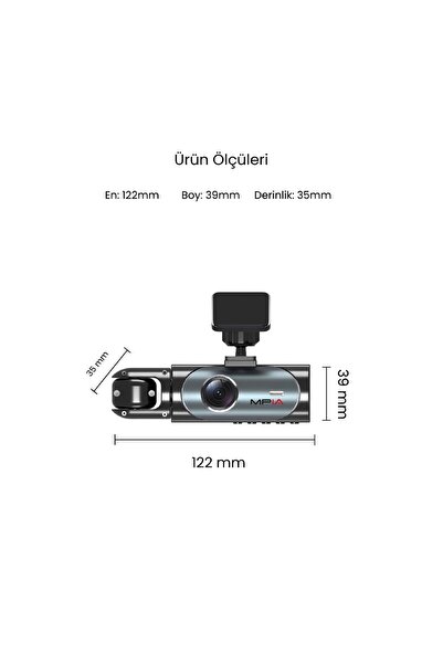 Midcom CC-42 3 Lens 3.18" IPS Ekran Wi-Fi Dokunmatik Araç Kamerası 64GB Hafıza Kartı Hediyeli