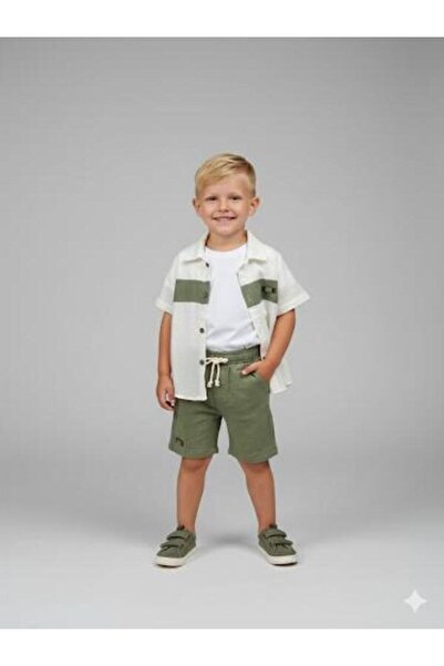 babito store Σετ 3 τεμαχίων: Μουσλίνι πουκάμισο με κοντό μανίκι, σορτς με λάσ...