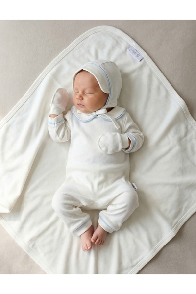 MiniKids Κρις βρεφικό σετ 4 τεμαχίων, με λευκό-μπλε σχέδιο