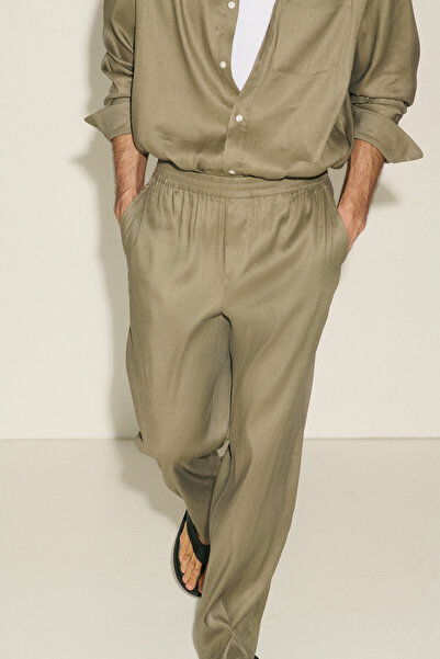 H&M Keten Karışımı Pantolon Four-way Stretch Loose Fit