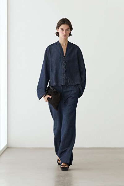 Massimo Dutti Total look keten denim gömlek