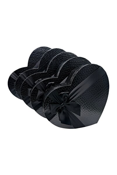 AFO Σετ 5 κουτιών σε σχήμα καρδιάς με μαύρο γυαλιστερό φιόγκο με σχέδιο κροκό...