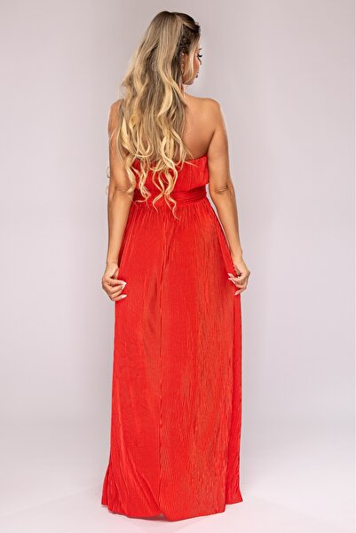 Atmosphere Fashion Rochie lungă roșie din crep, XS