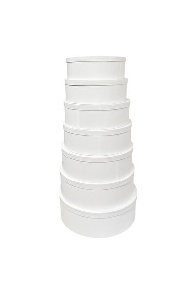 AFO Σετ 7 Μεγάλων Ατύπωτων Στρογγυλών Λευκών Κουτιών