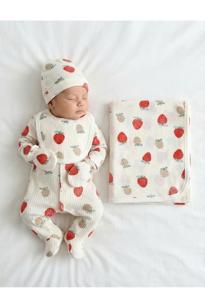 MiniKids Σετ 5 φράουλες, λευκές-κόκκινες