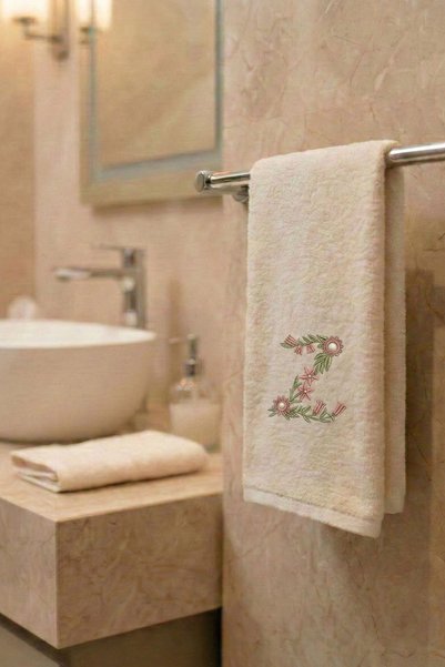 N Concept Prosop de față din bambus cu broderie cu monogramă (50 x 90 cm)