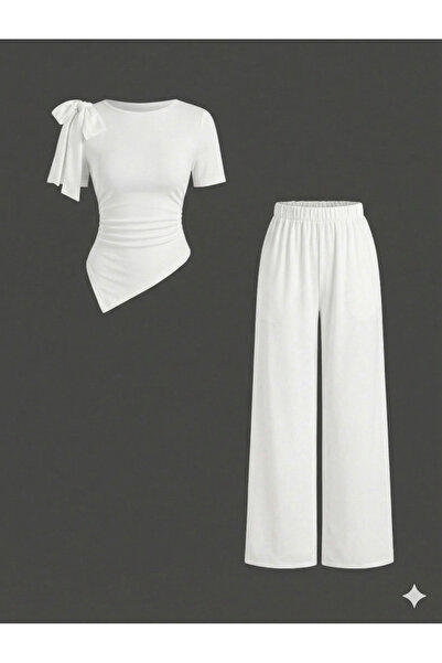 blck & premium Fiyonk Detaylı Takım Ottoman Kumaş Yazlık Kısa Kol Usa Trend -...