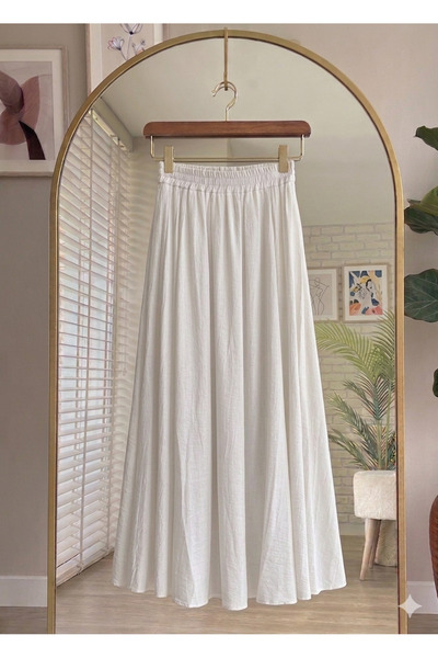 Bahar Altundemir High Waist Elastic Waist Strawberry Fabric Long Summer Skirt...