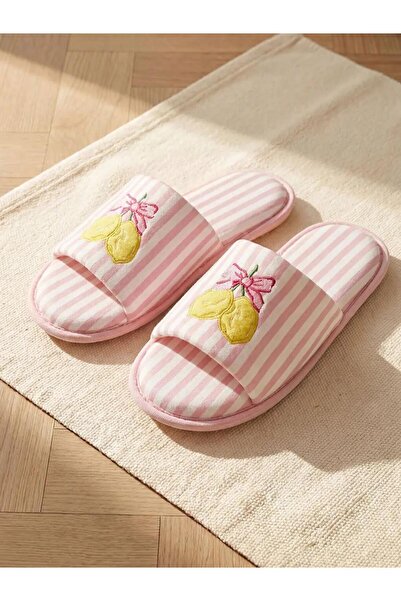 LC Waikiki Γυναικείες παντόφλες σπιτιού με κέντημα λεμονιού (S6)