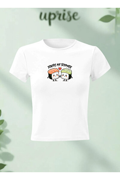 Vordevia Μπλουζάκι Sushi Roll You Are My Soymate με στάμπα από βαμβάκι και λύ...