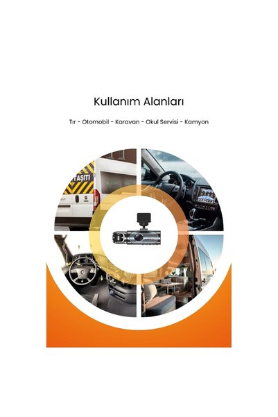 Midcom CC-42 3 Lens 3.18" IPS Ekran Wi-Fi Dokunmatik Araç Kamerası 64GB Hafıza Kartı Hediyeli