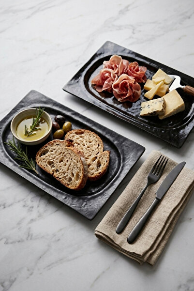 İREA PORSELEN Ruw Glam 34cm Porcelain Rectangular Gondola Boat Plate Sushi Pl...