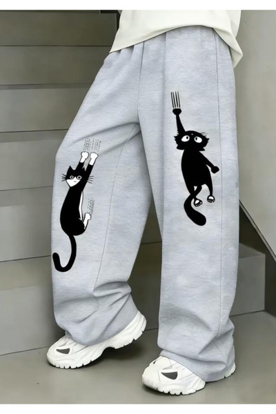 Baxia KıZ Çocuk KEDİ BASKILI -Bol Eşofman Altı BAGGY YENİ ÜRÜN ( YENİ SEZON)