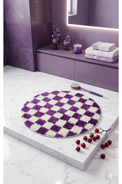 EUROBANO Chess Dama Patterned 60X60 cm Non-Slip Base Washable Bath Mat for Sm...
