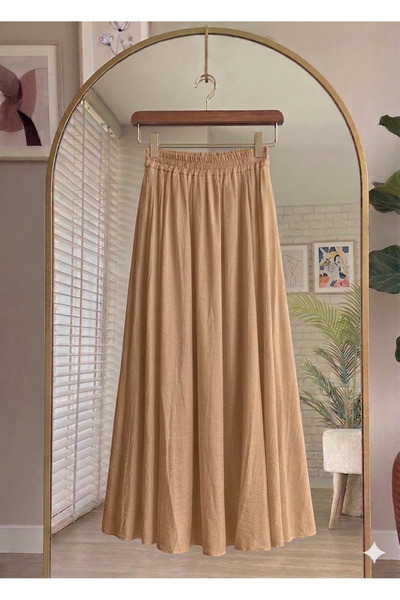 Bahar Altundemir High Waist Elastic Waist Strawberry Fabric Long Summer Skirt...