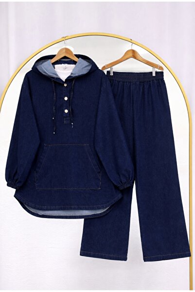 MODA VEDAT Women's Hooded Pocket Denim Set -0750