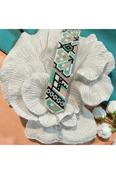 Ezera Χειροποίητο βραχιόλι με ιαπωνικές χάντρες Miyuki - Τυρκουάζ/Σολομί Καρδιές