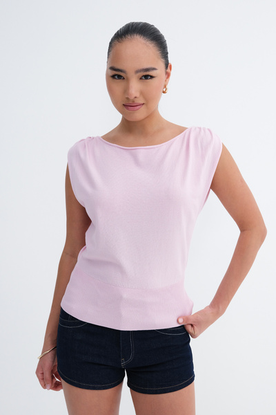 Addax Μπλούζα πλεκτή με λαιμόκοψη καγιάκ A10345