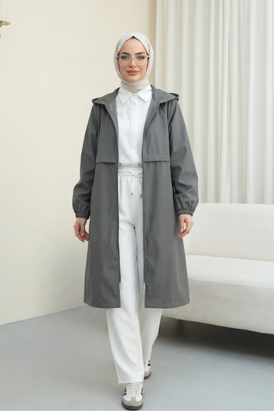 HİJABAYA Μακρύ αδιάβροχο με φερμουάρ και κουκούλα