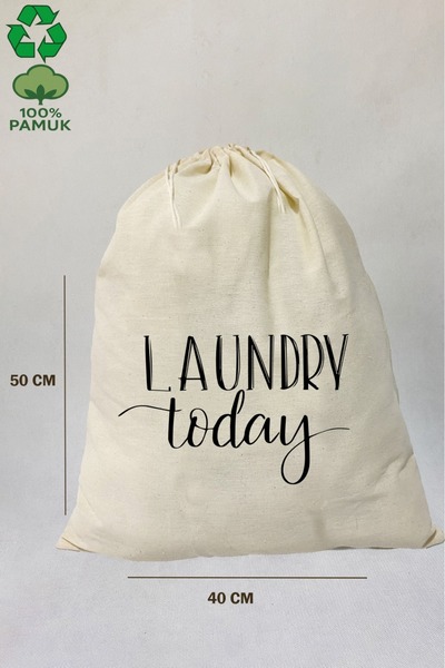 stonehill , Laundry Desenli Ham Bez Kumaş Çok Amaçlı Kirli Çamaşır Torbası 40...